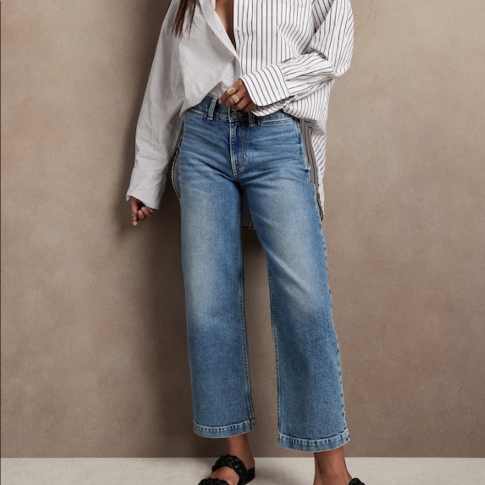 Banana Republic Petite Wide Leg Crop Jeans 28P